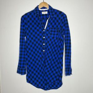 COPY - Aerie Black and Blue Buffalo Plaid Long Flannel